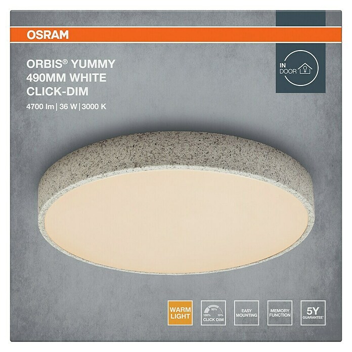 Osram Orbis Okrogel LED panel Yummy  (36 W, Ø x V: 49 cm x 70 mm, Bela, Toplo bela) | LED paneli | Stropne svetilke | Svetila | Elektro in svetila | Izdelki | BAUHAUS