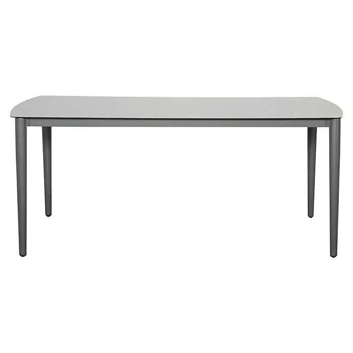 Gartentisch - L x B x H: 180 x 90 x 74 cm, Aluminium, Keramik, Rechteckig, Anthrazit, inklusive Schutzhülle - Rechteckiger grauer Tisch mit abgerundeten Ecken und Metallbeinen.