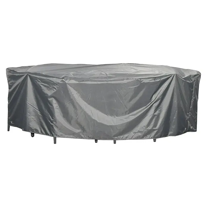 Gartentisch - L x B x H: 180 x 90 x 74 cm, Aluminium, Keramik, Rechteckig, Anthrazit, inklusive Schutzhülle - Graue Stoffabdeckung für Gartenmöbel, rechteckig, mit Falten und sichtbaren Stützbeinen.