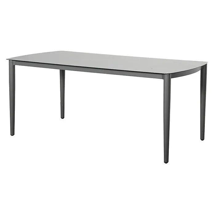 Gartentisch - L x B x H: 180 x 90 x 74 cm, Aluminium, Keramik, Rechteckig, Anthrazit, inklusive Schutzhülle - Grauer rechteckiger Tisch mit Metallbeinen.