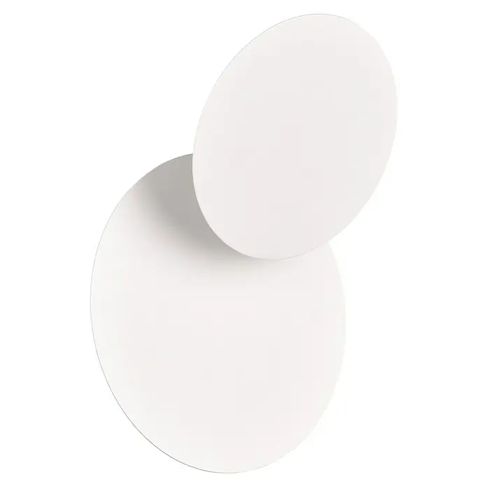 Trio Leuchten LED-Wandleuchte rund Mio - 6 W, Ø x H: 18 x 7,2 cm, Weiß, Warmweiß - Zwei überlappende weiße Kreise mit subtilen Schatten, die Tiefe erzeugen.