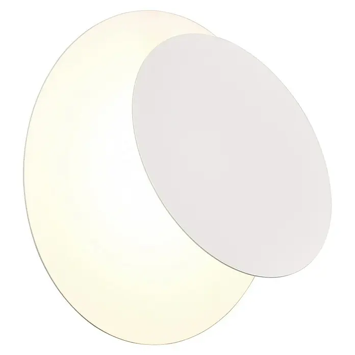 Trio Leuchten LED-Wandleuchte rund Mio - 6 W, Ø x H: 18 x 7,2 cm, Weiß, Warmweiß - Moderne Wandleuchte mit zwei überlappenden ovalen Scheiben; eine leuchtend cremefarben, die andere eine matte hellgraue Abdeckung.