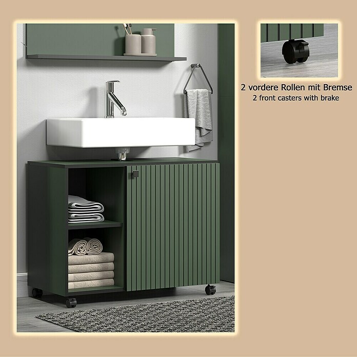 Trendteam Niklas Waschtischunterschrank (B x T x H: 80 x 42 x 64 cm, Grün, Strukturiert) | BAUHAUS