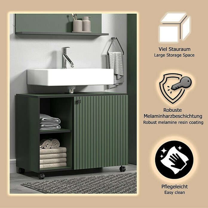 Trendteam Niklas Waschtischunterschrank (B x T x H: 80 x 42 x 64 cm, Grün, Strukturiert) | BAUHAUS