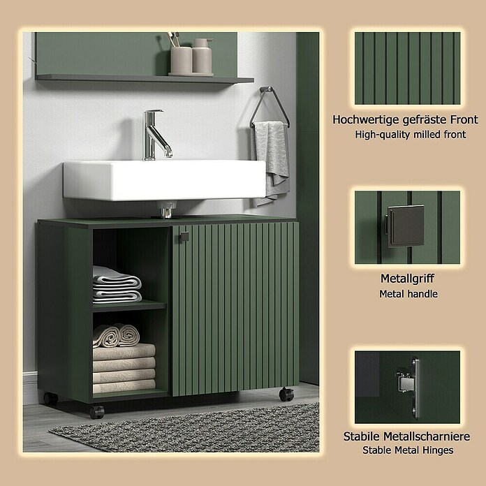 Trendteam Niklas Waschtischunterschrank (B x T x H: 80 x 42 x 64 cm, Grün, Strukturiert) | BAUHAUS