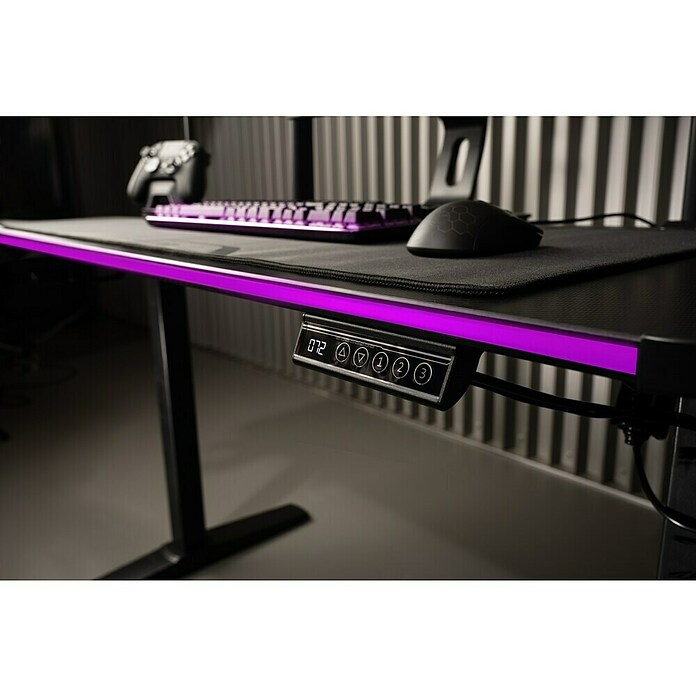 Nacon Mesa de escritorio PCGD-ELEC (L x An x Al: 60 x 120 x 118 cm, Iluminación LED, Altura regulable) | BAUHAUS