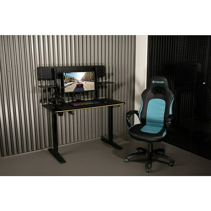 Nacon Mesa de escritorio PCGD-ELEC (L x An x Al: 60 x 120 x 118 cm, Iluminación LED, Altura regulable) | BAUHAUS