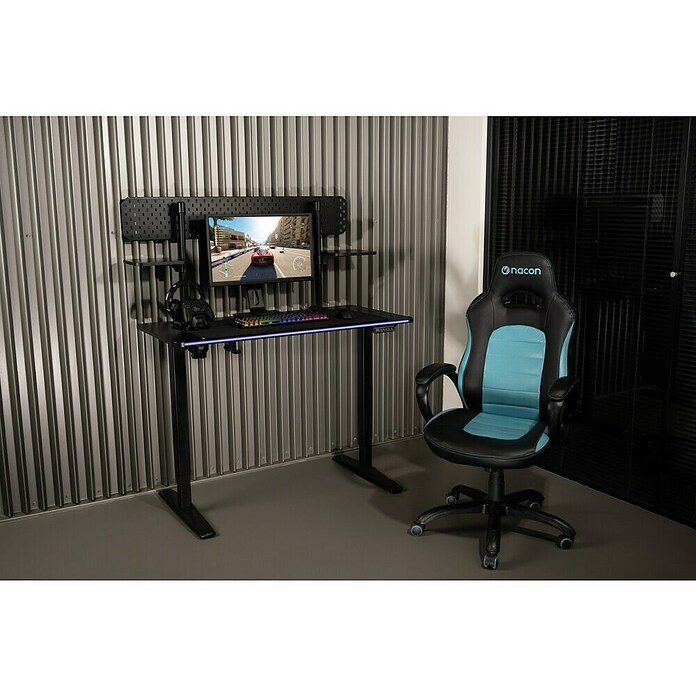 Nacon Mesa de escritorio PCGD-ELEC (L x An x Al: 60 x 120 x 118 cm, Iluminación LED, Altura regulable) | BAUHAUS