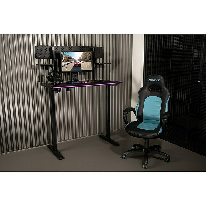 Nacon Mesa de escritorio PCGD-ELEC (L x An x Al: 60 x 120 x 118 cm, Iluminación LED, Altura regulable) | BAUHAUS