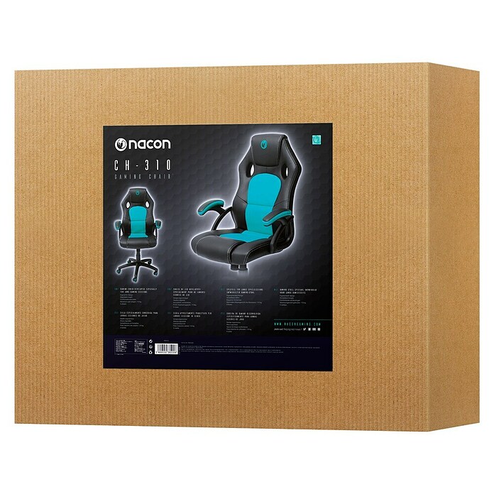 Nacon Silla de oficina CH-310 (Para Gamers, Negro/Azul, Reposabrazos) | BAUHAUS