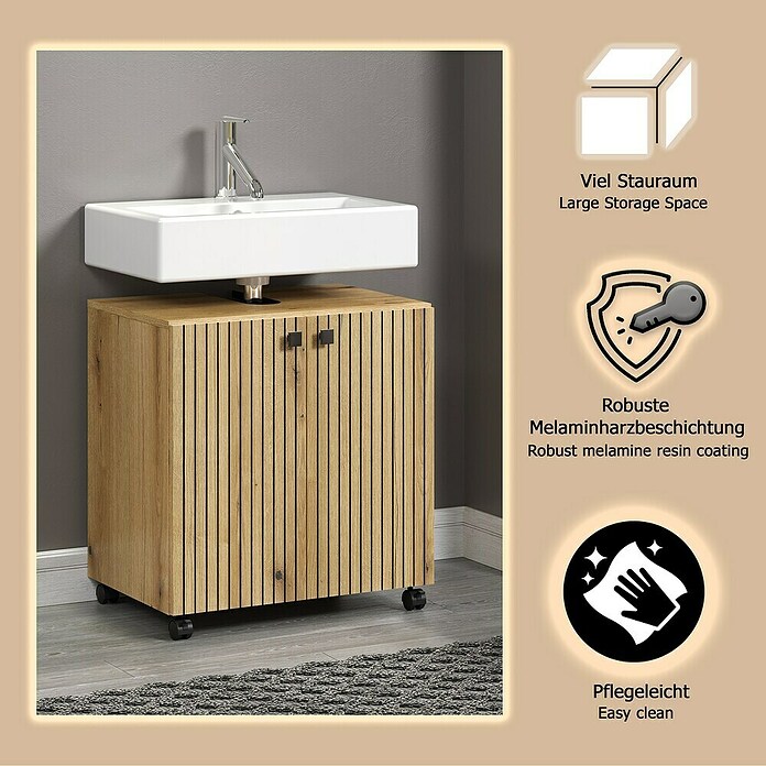 Trendteam Niklas Waschtischunterschrank (B x T x H: 60 x 42 x 64 cm, Evoke Eiche, Strukturiert) | BAUHAUS