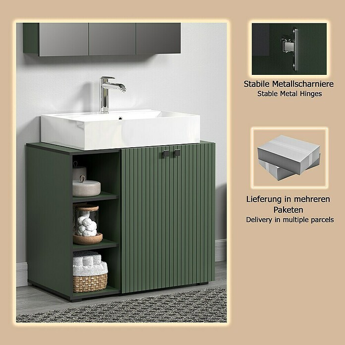 Trendteam Niklas Badmöbel-Set (90 cm, Grün, Strukturiert, Breite Waschbecken: 80 cm) | BAUHAUS