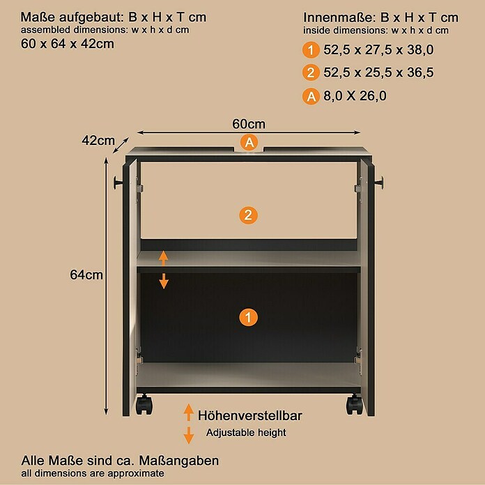 Trendteam Niklas Waschtischunterschrank (B x T x H: 60 x 42 x 64 cm, Kashmir, Strukturiert) | BAUHAUS