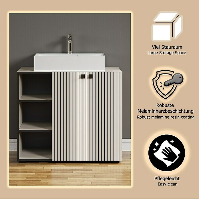 Trendteam Niklas Badmöbel-Set (90 cm, Kashmir, Strukturiert, Breite Waschbecken: 60 cm) | BAUHAUS