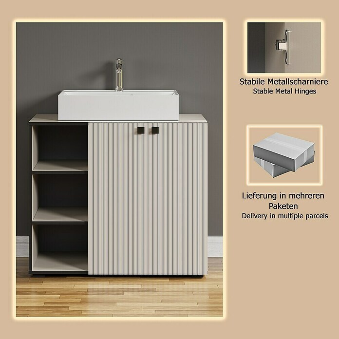 Trendteam Niklas Badmöbel-Set (90 cm, Kashmir, Strukturiert, Breite Waschbecken: 60 cm) | BAUHAUS