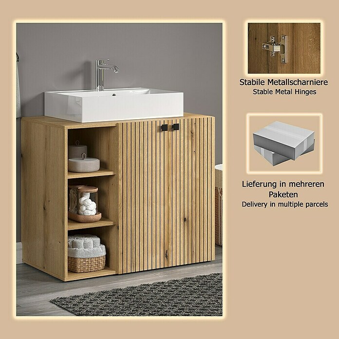 Trendteam Niklas Badmöbel-Set (90 cm, Evoke Eiche, Strukturiert, Breite Waschbecken: 60 cm) | BAUHAUS