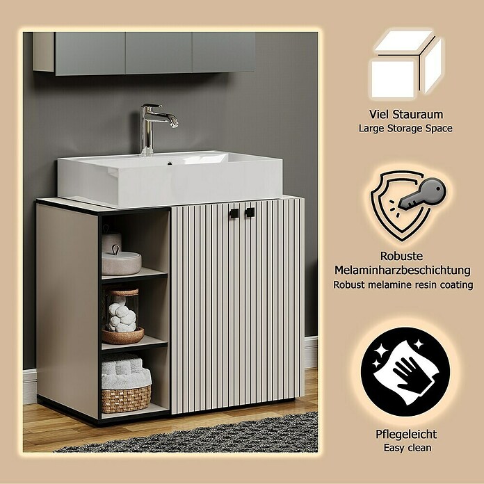Trendteam Niklas Badmöbel-Set (90 cm, Kashmir, Strukturiert, Breite Waschbecken: 80 cm) | BAUHAUS