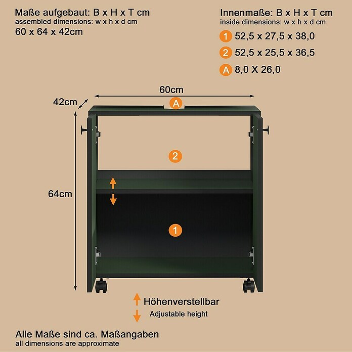 Trendteam Niklas Waschtischunterschrank (B x T x H: 60 x 42 x 64 cm, Grün, Strukturiert) | BAUHAUS