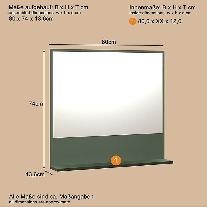 Trendteam Niklas Ablagespiegel (80 x 14 x 74 cm, Grün) | BAUHAUS