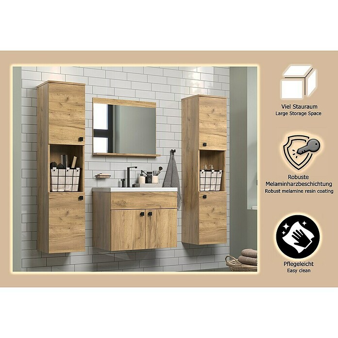 Trendteam Badmöbel-Set Haven (Gesamtbreite Badmöbel: 163 cm, Eiche Kraft Gold, Matt, 5 -tlg.) | BAUHAUS