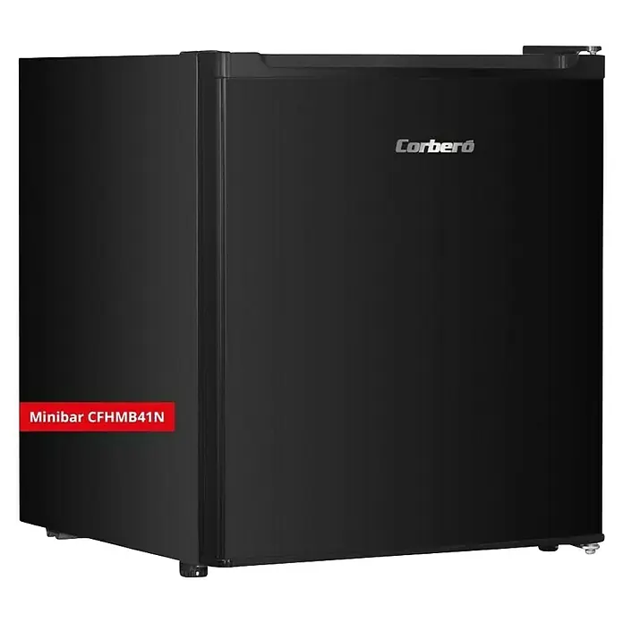 Corberó Frigorífico CFHMB41N - 47,5 x 44 x 51,5 cm, Negro - Minibar negro CFHMB41N, un frigorífico compacto de una sola puerta.