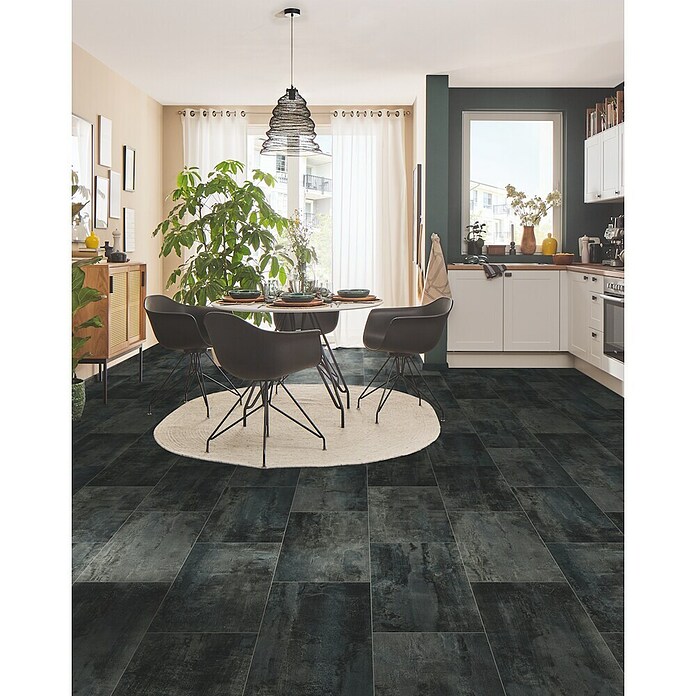 LOGOCLIC Designboden Element Flex Dark Tile (Dark Tile, Fliese, 638 x 322 x 7 mm) | BAUHAUS