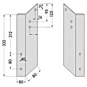 Spettmann Dachsparrenadapter (Links, 80 x 80 x 332 mm, Passend für: Spettmann offene Gelenkarm-, Halbkassetten- und Vollkassettenmarkisen) | BAUHAUS
