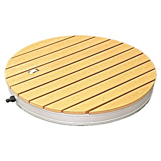 myPool Bodendusche (Ø x H: 72 x 11 cm, Verbundwerkstoff, Weiss/Holzoptik)