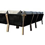 Sunfun Conjunto de muebles Monti (6 pzs., Aluminio con transferencia térmica de teca/Poliéster, Marrón/Gris) | BAUHAUS