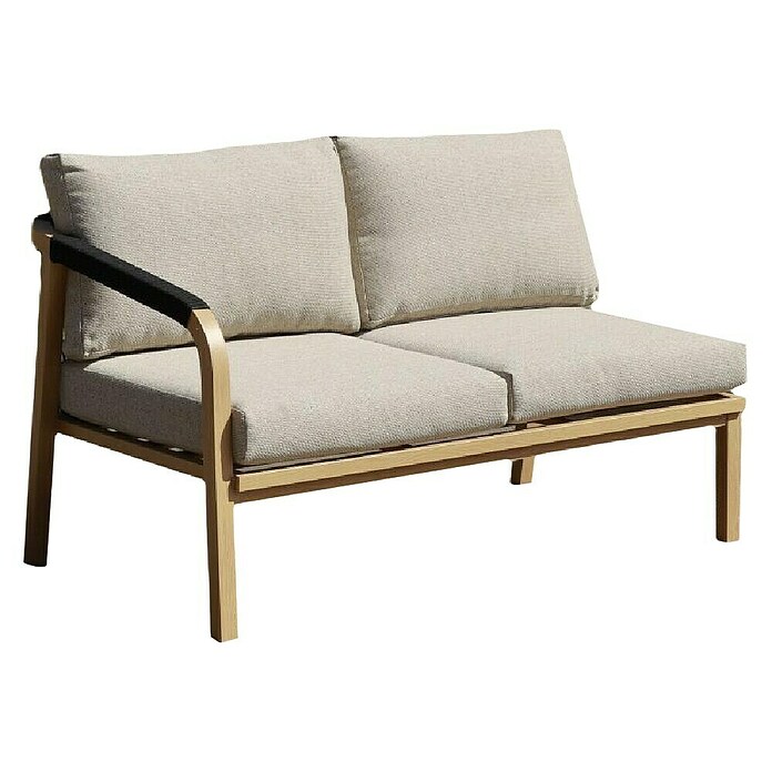 Sunfun Conjunto de muebles Monti (6 pzs., Aluminio con transferencia térmica de teca/Poliéster, Marrón/Gris) | BAUHAUS