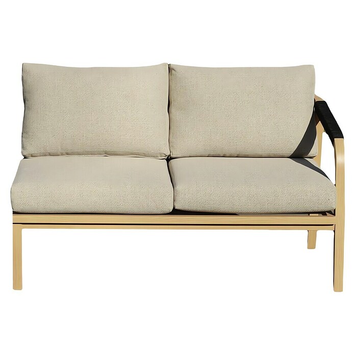 Sunfun Conjunto de muebles Monti (6 pzs., Aluminio con transferencia térmica de teca/Poliéster, Marrón/Gris) | BAUHAUS