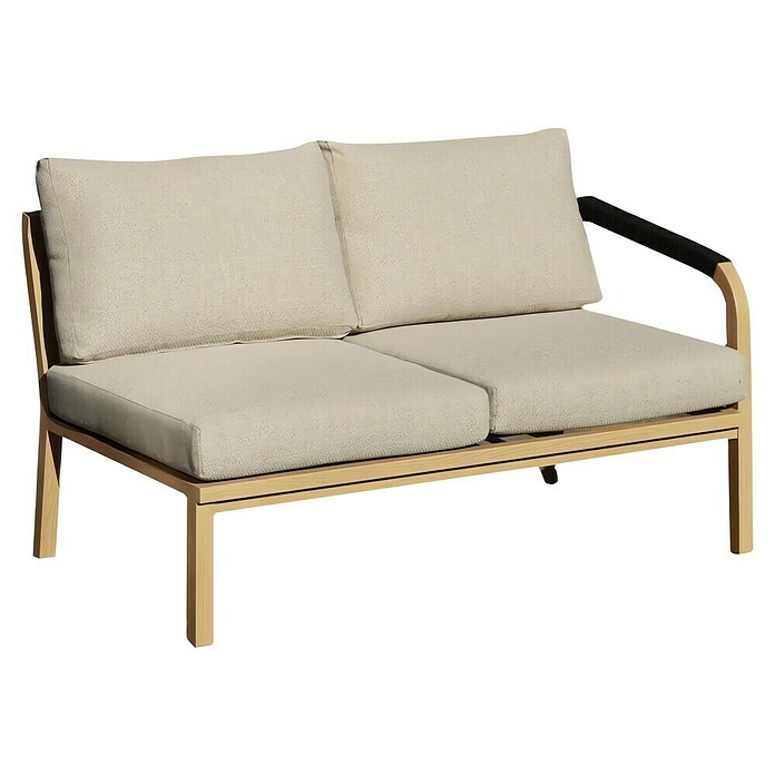 Sunfun Conjunto de muebles Monti (6 pzs., Aluminio con transferencia térmica de teca/Poliéster, Marrón/Gris) | BAUHAUS