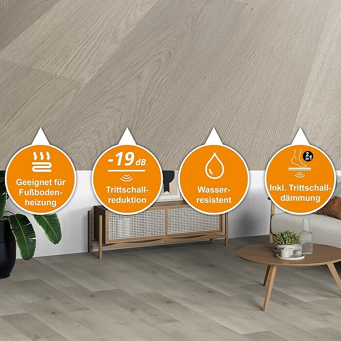 b!design Vinylboden SPC (Eiche Brunni, Landhausdiele, 1 220 x 182 x 4,3 mm) | BAUHAUS