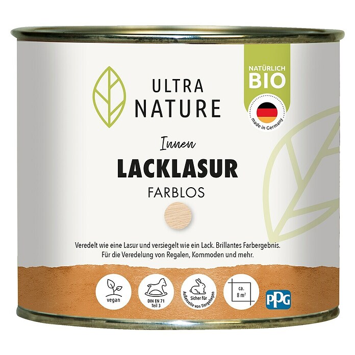 Ultra Nature BIO Lacklasur (Farblos, 375 ml, Seidenglänzend) | BAUHAUS