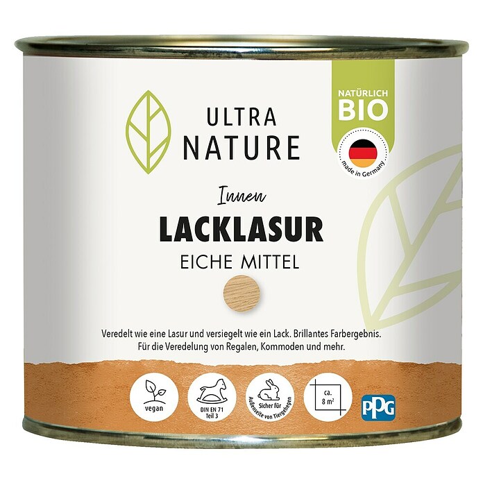Ultra Nature BIO Lacklasur (Eiche Mittel, 375 ml, Seidenglänzend) | BAUHAUS