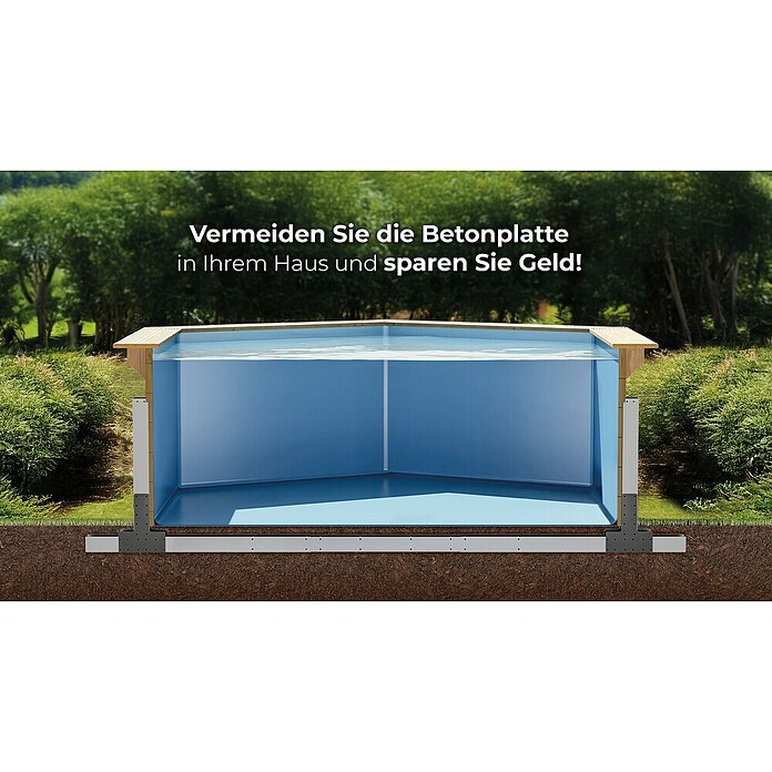 Gre Piscina de madera Bambú 2 (L x An x Al: 535 x 355 x 136 cm, 20.890 l, Natural) | BAUHAUS