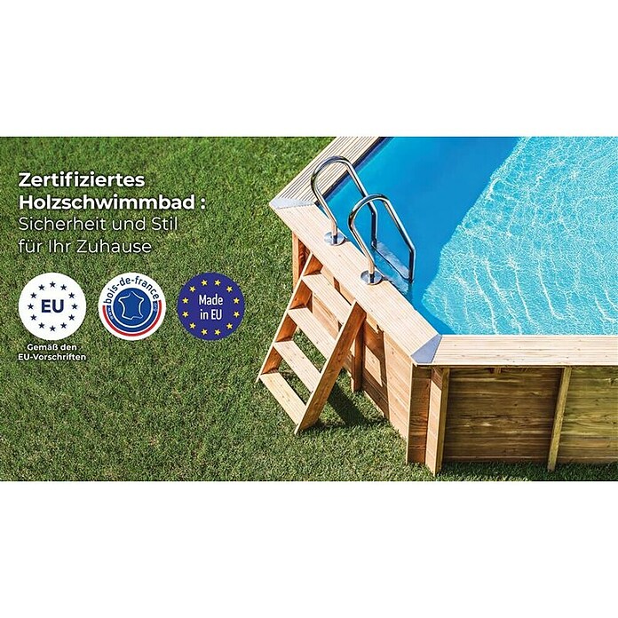 Gre Piscina de madera Bambú 2 (L x An x Al: 535 x 355 x 136 cm, 20.890 l, Natural) | BAUHAUS