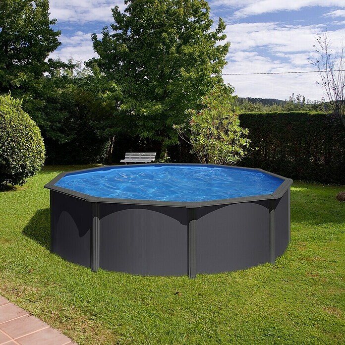 Gre Piscina de WPC (Ø x Al: 350 x 120 cm, 9.990 l, Antracita) | BAUHAUS