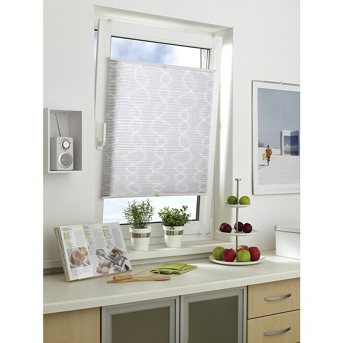 Gardinia EasyFix Plissee Curl (L x B: 130 x 80 cm, Grau, Polyester) | BAUHAUS