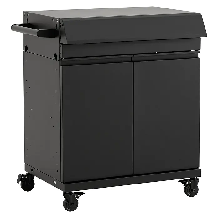 Kingstone Outdoorküchen-Modul Cliff Big Basic - Schwarz, B x T x H: 82 x 55,5 x 91 cm - Schwarzer Metall-Außenschrank auf Rollen mit Griff und zwei Fronttüren.