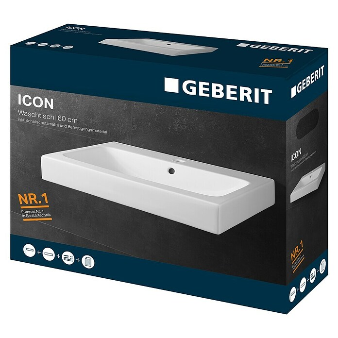 Geberit iCon Waschtisch iCon (48,5 x 60 cm, Keramik, Weiß)