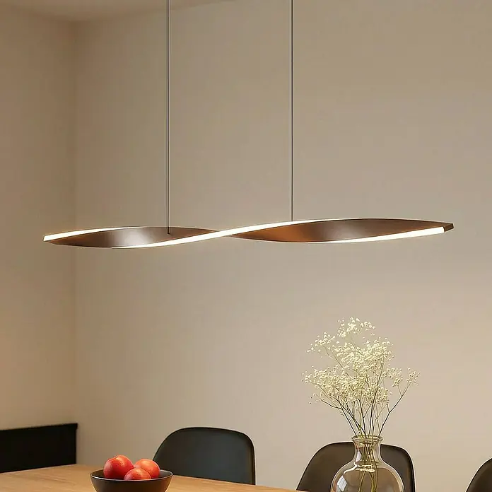 Lindby Pendelleuchte Jaren - L x B x H: 100 x 4 x 1 cm, braun / rost, braun, Schwarz