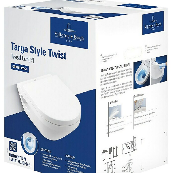 Villeroy & Boch WC-Set Targa Style Twist (L x B x H: 42 x 41 x 57 cm, Weiß Alpin) | BAUHAUS