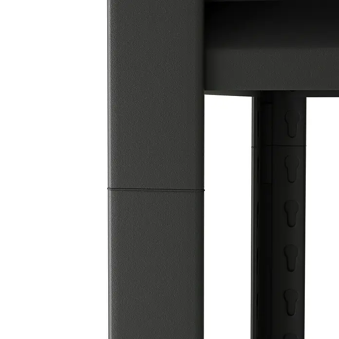 Regalux Metallregal Style M - H x B x T: 175 x 120 x 45 cm, Traglast pro Boden: 150 kg, Anzahl Böden: 5 Stk., Stecken, Schwarz - Schwarzes, strukturiertes Rahmenelement mit Schlüssellochschlitzen zur verstellbaren Montage.