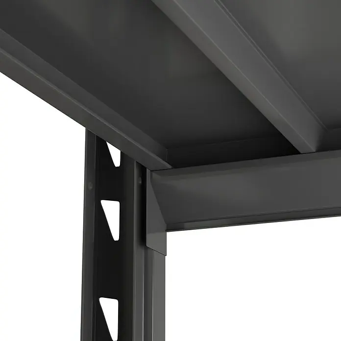 Regalux Metallregal Heavy Duty - H x B x T: 183 x 120 x 60 cm, Traglast pro Boden: 600 kg, Anzahl Böden: 4 Stk., Stecken, Schwarz - Dunkelgraues Metalleckregal mit vertikaler Stütze und Regalbrett.