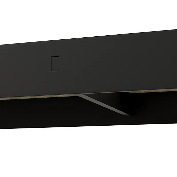 Regalux Schwerlastregal - H x B x T: 180 x 160 x 60 cm, Traglast pro Boden: 280 kg, Anzahl Böden: 4 Stk., Stecken, Schwarz - Dunkelgraue, texturierte Platte mit rechteckigem Ausschnitt, darunter Holzkante und schwarze Stütze.