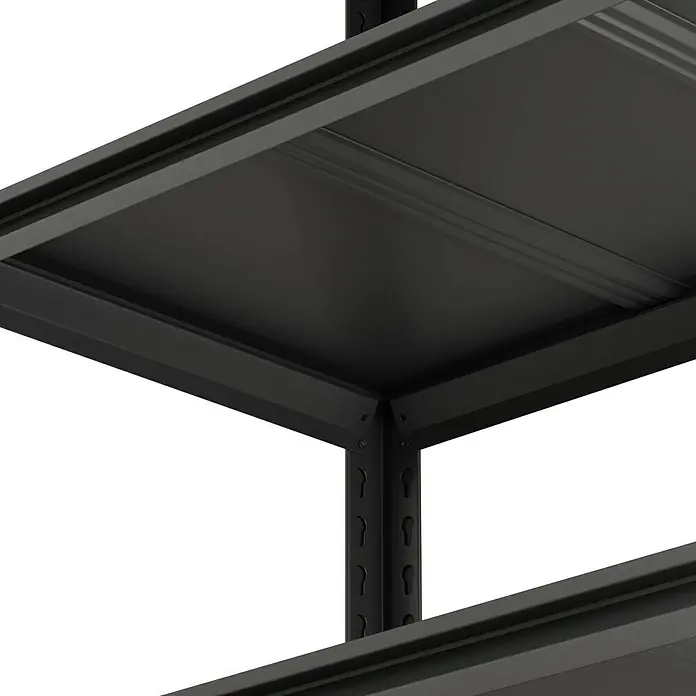 Regalux Metallregal Style M - H x B x T: 175 x 120 x 45 cm, Traglast pro Boden: 150 kg, Anzahl Böden: 5 Stk., Stecken, Schwarz - Schwarzes Metallregal mit robuster Konstruktion und verstellbaren Regalstützen.