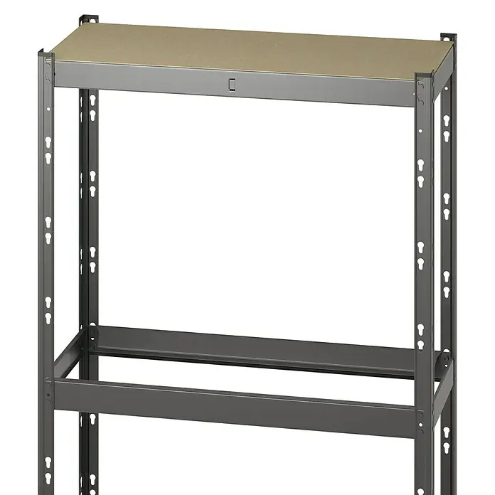 Regalux Metallregal - H x B x T: 180 x 93 x 40 cm, Traglast pro Boden: 175 kg, Anzahl Böden: 5 Stk., Stecken - Graues Metallregal mit hellbraunen Holzregalböden zur Aufbewahrung.