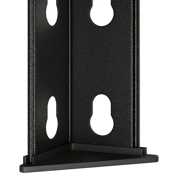 Regalux Schwerlastregal - H x B x T: 180 x 160 x 60 cm, Traglast pro Boden: 280 kg, Anzahl Böden: 4 Stk., Stecken, Schwarz - Schwarze, strukturierte L-förmige Eckstütze mit Schlüssellochschlitzen und Standfuß für Regalsysteme.