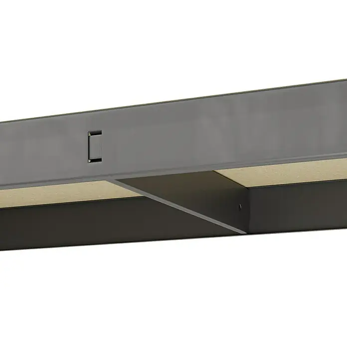 Regalux Metallregal - H x B x T: 180 x 93 x 40 cm, Traglast pro Boden: 175 kg, Anzahl Böden: 5 Stk., Stecken - Unterseite eines grauen Möbelrahmens mit heller Holzplatte und rechteckigem Verbinderfach.